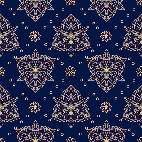 Çiçek sorunsuz ile mavi arka plan kırmızı ve bej desen. Arka plan duvar kağıtları, Tekstil ve kumaş için