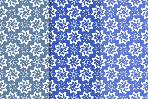 Mavi çiçekli süsler. Duvar kağıtları ve kumaşlar için dikey Dikişsiz desen seti