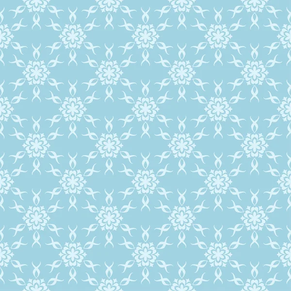 蓝色背景上的白色花卉装饰品 纺织品和墙纸无缝图案 — 图库矢量图片