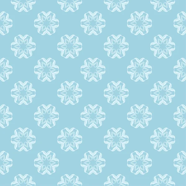 Mavi zemin üzerine beyaz çiçek desenli. Tekstil ve duvar kağıtları için sorunsuz süsleme