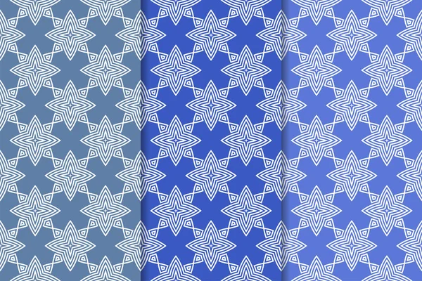 Mavi geometrik süsler. Web, Tekstil ve duvar kağıtları için dikey Dikişsiz desen seti