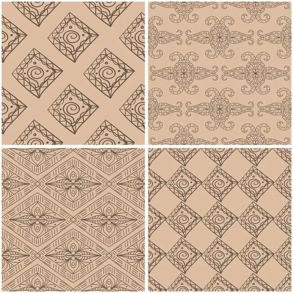 Geometrik desenler. Sorunsuz arka plan bej ve kahverengi kümesi. Vektör çizim.