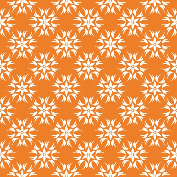 Оранжевый Белый Цветочный Орнамент Бесшовный Узор Текстиля Обоев — стоковый вектор