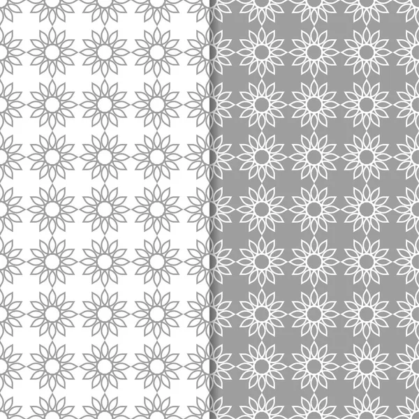 Gri ve beyaz geometrik süsler. Web, Tekstil ve duvar kağıtları için dikişsiz desen seti