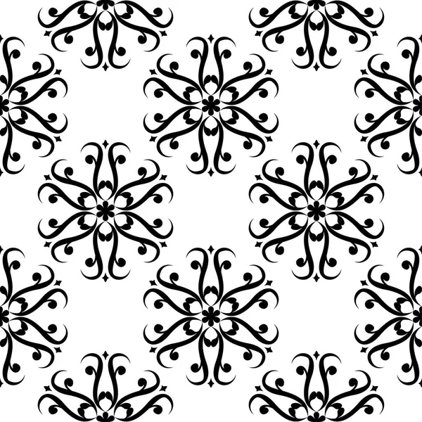 Beyaz arka planda siyah çiçek süsleme. Tekstil ve duvar kağıtları için seamless modeli
