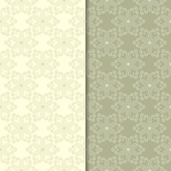 Zeytin yeşili ve bej çiçek arka planlar. Tekstil ve duvar kağıtları için dikişsiz desen seti