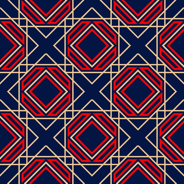 幾何学的なシームレス パターン テキスタイル ファブリックの色赤と青の背景 — ストックベクタ