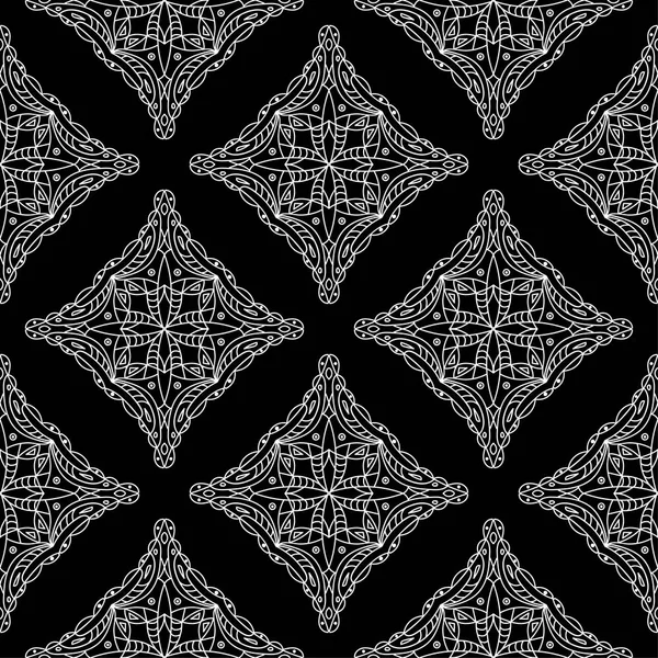 幾何学的な装飾 Web テキスタイルや壁紙の黒と白のシームレス パターン — ストックベクタ
