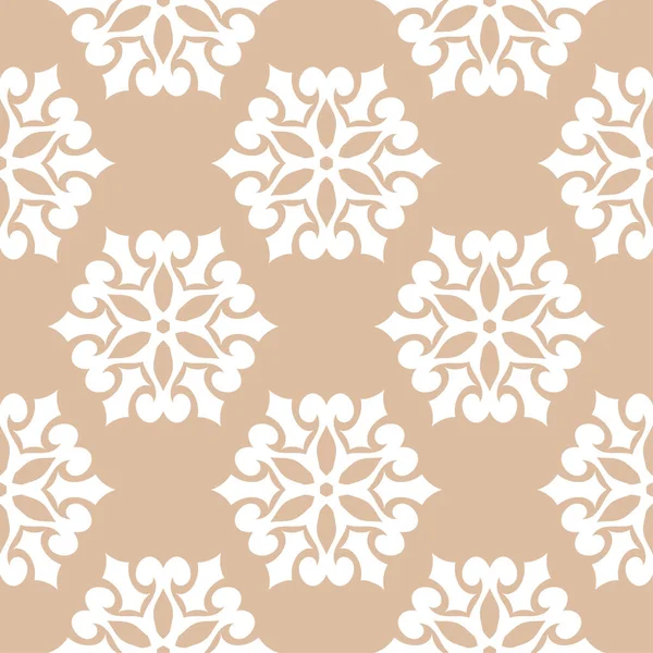 Bej renkli arka plan üzerinde beyaz çiçek süsleme. Tekstil ve duvar kağıtları için seamless modeli
