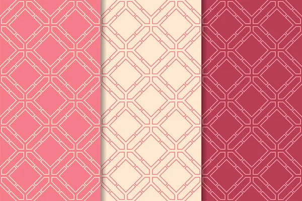 Kiraz kırmızısı geometrik süsler. Web, Tekstil ve duvar kağıtları için dikey Dikişsiz desen seti