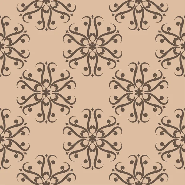 Ornement Floral Brun Sur Fond Beige Modèle Sans Couture Pour — Image vectorielle