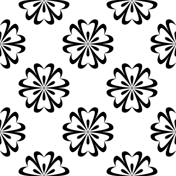 Beyaz arka planda siyah çiçek süsleme. Tekstil ve duvar kağıtları için seamless modeli