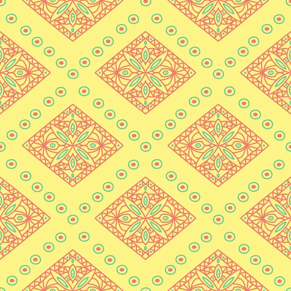 Geometrik sarı seamless modeli. Renkli arka plan duvar kağıtları, Tekstil ve kumaş için pembe ve yeşil tasarım ile