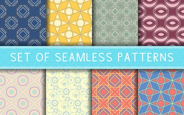 Motifs Géométriques Sans Couture Collection Fonds Colorés Pour Textiles Tissus — Image vectorielle