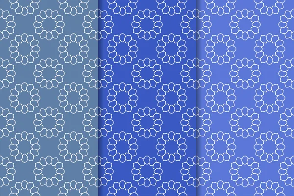 Ensemble Ornements Géométriques Bleu Motifs Verticaux Sans Couture Pour Toile — Image vectorielle