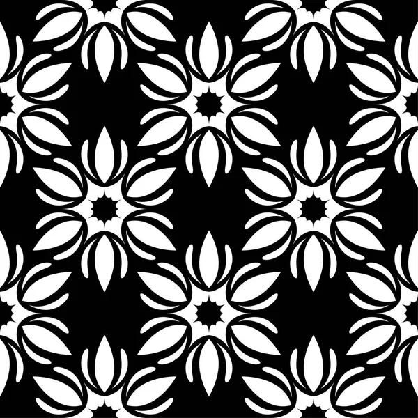 Zwart Wit Bloemen Sieraad Naadloze Patroon Voor Textiel Wallpapers — Stockvector