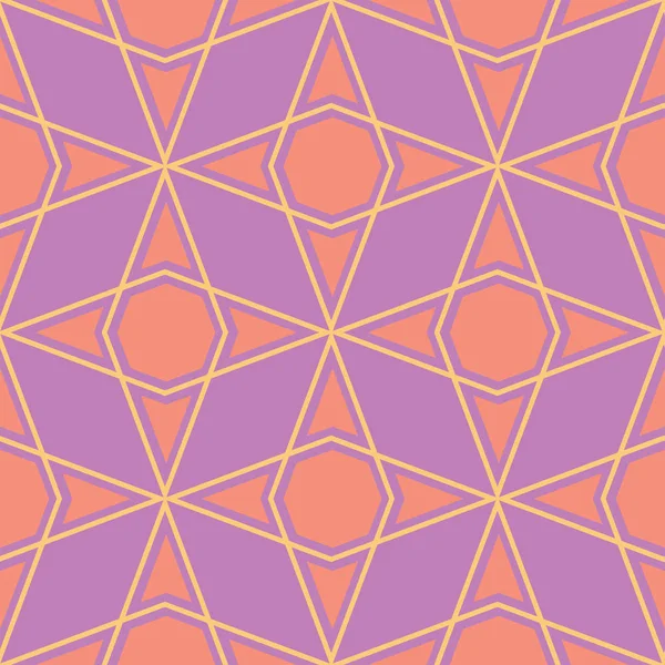 Geometriska Violett Sömlösa Mönster Ljust Färgad Bakgrund Med Rosa Och — Stock vektor