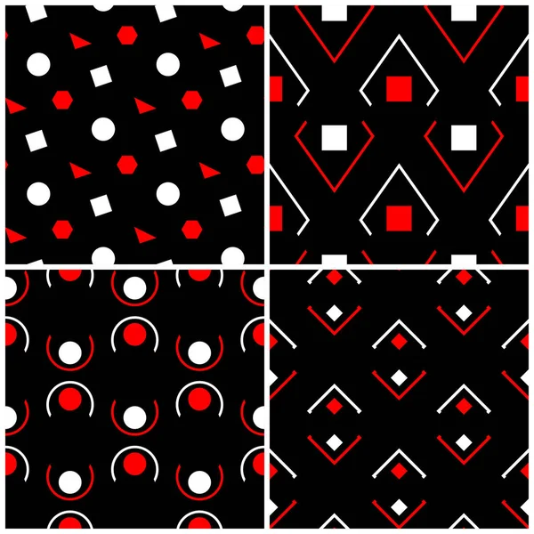 Sorunsuz siyah beyaz ve kırmızı desenler. Klasik geometrik arka plan duvar kağıtları ve tekstil