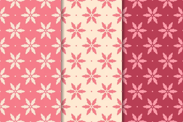 Kırmızı çiçekli süsler kümesi. Kiraz pembe dikey Dikişsiz desen. Duvar kağıdı arka plan