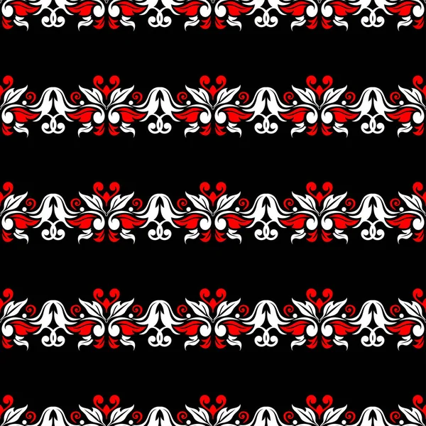 Çiçek seamless modeli. Duvar kağıtları, Tekstil ve kumaş için siyah kırmızı ve beyaz arka plan.