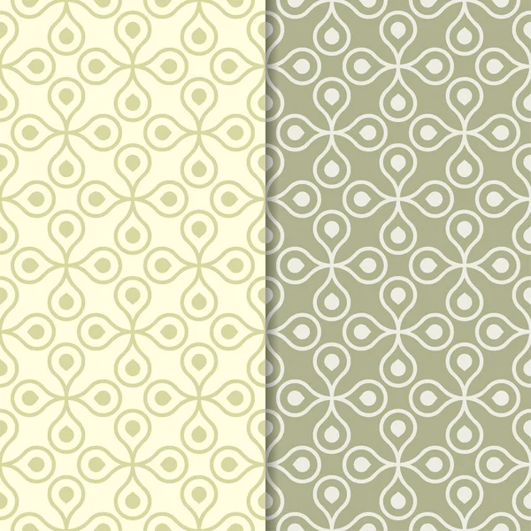Zeytin yeşili geometrik süsler. Web, Tekstil ve duvar kağıtları için dikişsiz desen seti