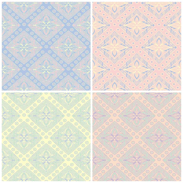 Soluk renkli kesintisiz arka plan duvar kağıtları, Tekstil ve kumaş için geometrik desenlerle set