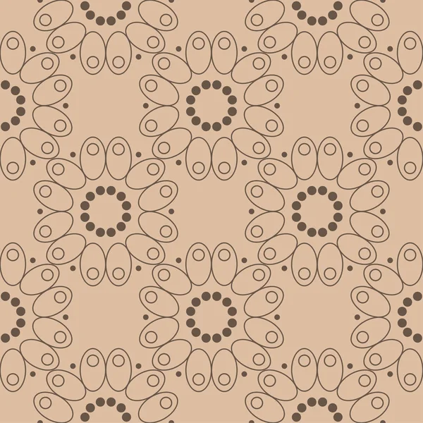 Ornement Floral Brun Foncé Sur Fond Beige Modèle Sans Couture — Image vectorielle