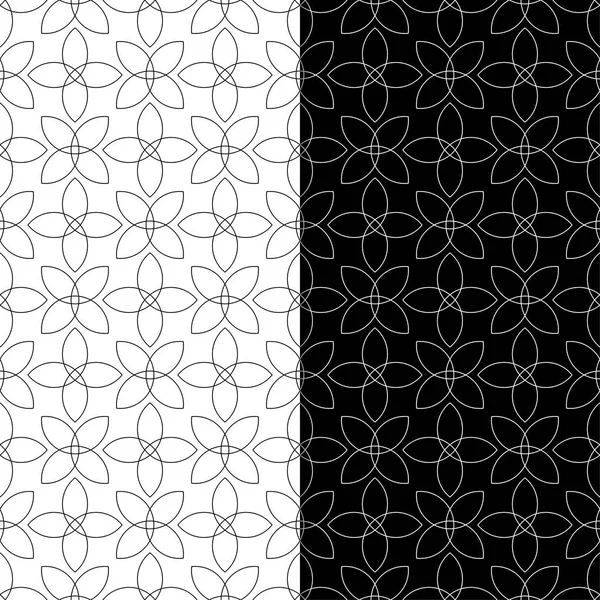 Siyah ve beyaz geometrik süsler. Web, Tekstil ve duvar kağıtları için dikişsiz desen seti