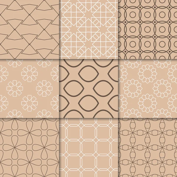 Kahverengi Bej geometrik süsler. Web, Tekstil ve duvar kağıtları için dikişsiz desen koleksiyonu