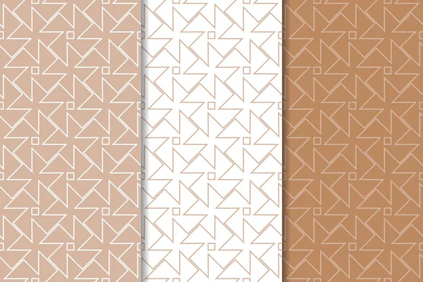 Kahverengi ve beyaz geometrik süsler. Web, Tekstil ve duvar kağıtları için dikişsiz desen seti