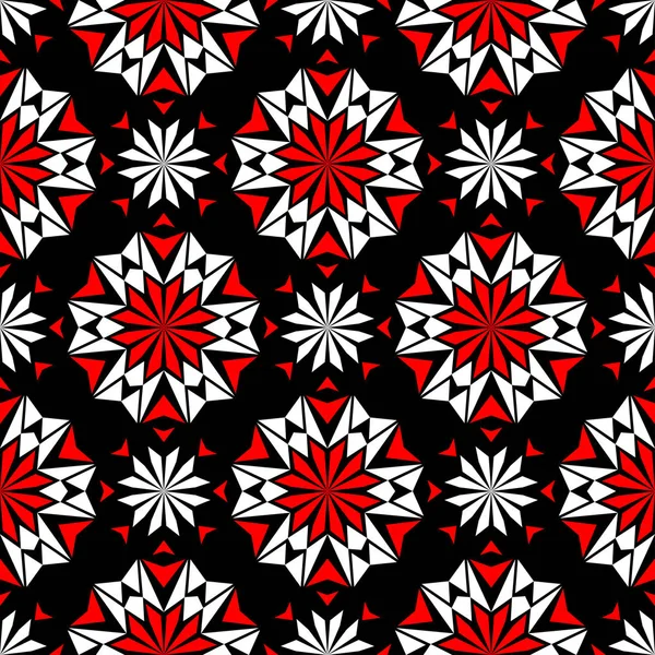 Černý Červenobílý Květinový Vzor Bezešvé Pozadí Tapeta Textilní Tkaniny — Stockový vektor