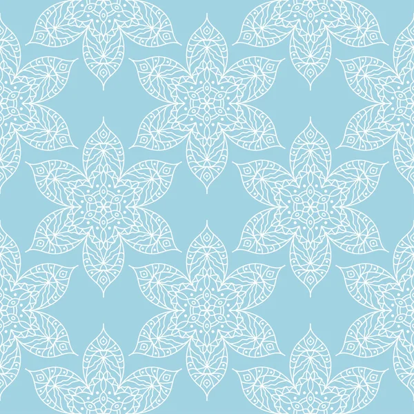 Weißer Blumenschmuck Auf Blauem Hintergrund Nahtloses Muster Für Textilien Und — Stockvektor