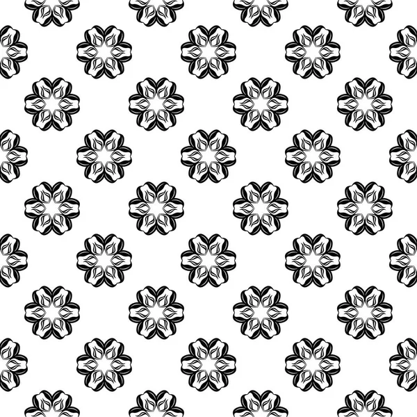 Zwarte Bloemen Ornament Witte Achtergrond Naadloze Patroon Voor Textiel Wallpapers — Stockvector