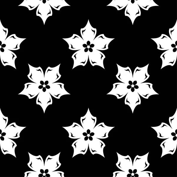 Ornamento Floral Preto Branco Padrão Sem Costura Para Têxteis Papéis —  Vetores de Stock