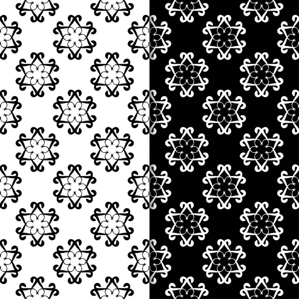 Fond Floral Noir Blanc Ensemble Motifs Sans Couture Pour Textiles — Image vectorielle