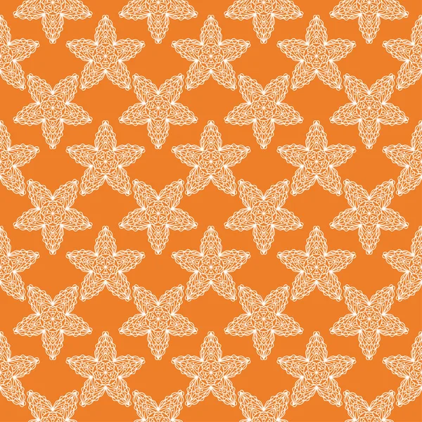 Weißer Blumenschmuck Auf Orange Nahtloses Muster Für Textilien Und Tapeten — Stockvektor