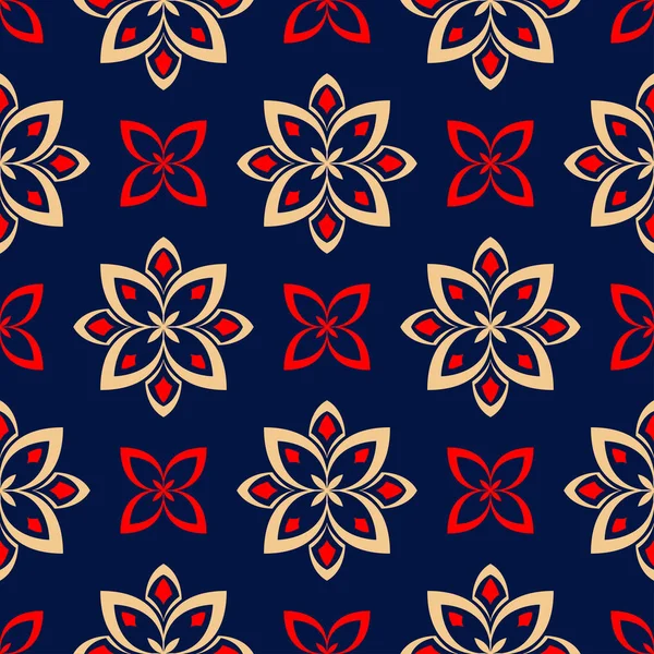 Цветочный Бесшовный Рисунок Цветной Красный Синий Фон Обоев Текстиля Тканей — стоковый вектор
