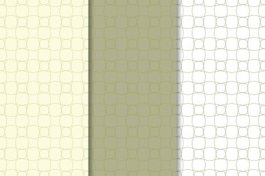 Zeytin yeşili ve beyaz geometrik süsler. Web, Tekstil ve duvar kağıtları için dikey Dikişsiz desen seti