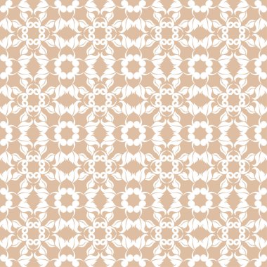 Bej ve beyaz çiçek süsleme. Tekstil ve duvar kağıtları için seamless modeli