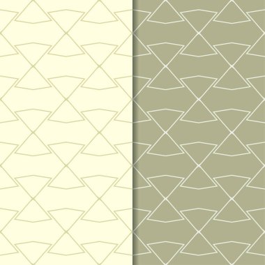 Zeytin yeşili geometrik süsler. Web, Tekstil ve duvar kağıtları için dikişsiz desen seti