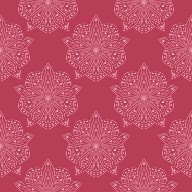 Çiçek tasarım kırmızı zemin üzerine. Tekstil ve duvar kağıtları için seamless modeli