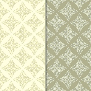 Zeytin yeşili geometrik süsler. Web, Tekstil ve duvar kağıtları için dikişsiz desen seti