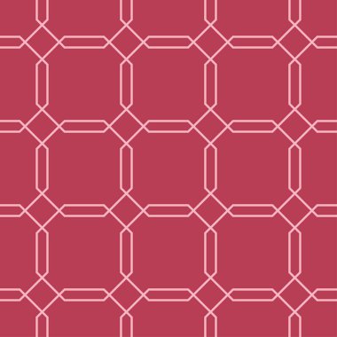 Kırmızı ve soluk pembe geometrik süsleme. Web, Tekstil ve duvar kağıtları için seamless modeli