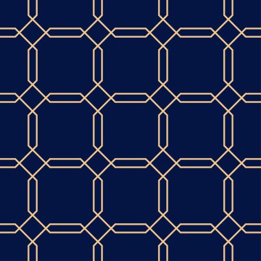Altın mavi geometrik süsleme. Web, Tekstil ve duvar kağıtları için seamless modeli