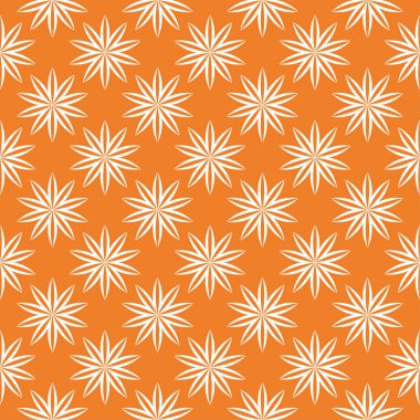 Turuncu çiçek süsleme beyaz elemanları ile. Tekstil ve duvar kağıtları için seamless modeli