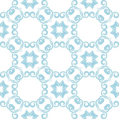 Beyaz zemin üzerine mavi çiçek seamless modeli. Tekstil ve duvar kağıtları için sorunsuz tasarım