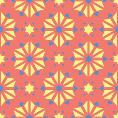 Çiçek kırmızı seamless modeli. Arka plan duvar kağıtları, Tekstil ve kumaş için sarı ve mavi çiçek öğeleri ile parlak renkli