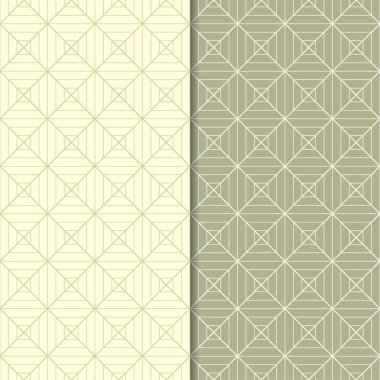 Zeytin yeşili geometrik süsler. Web, Tekstil ve duvar kağıtları için dikişsiz desen seti