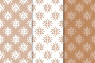 Kahverengi çiçek arka planlar. Tekstil ve duvar kağıtları için dikişsiz desen seti