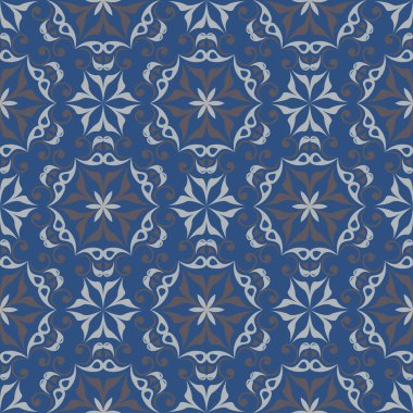 Sorunsuz çiçek desenli. Koyu mavi arka plan duvar kağıtları, Tekstil ve kumaş için çiçek tasarımları ile